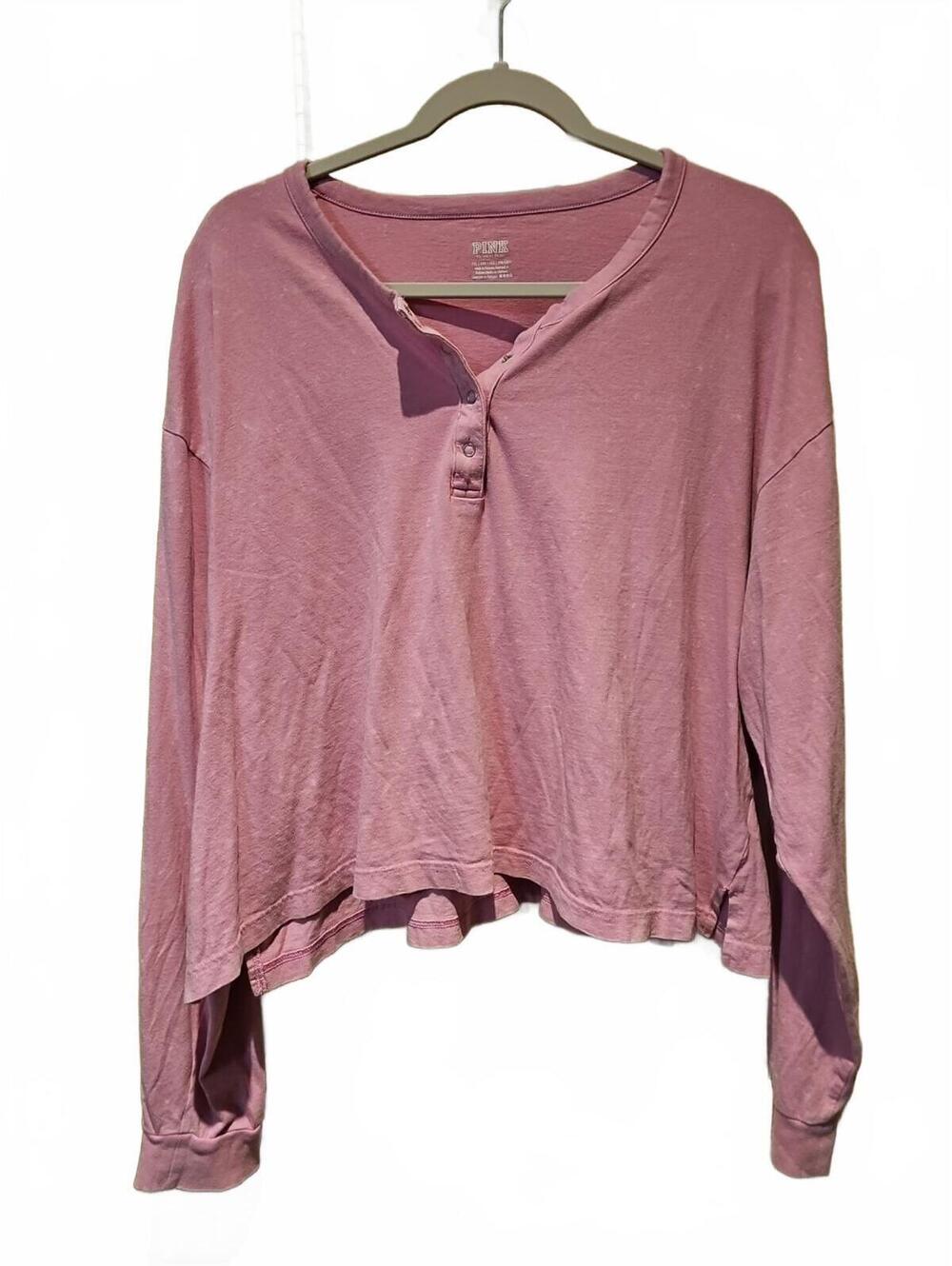 Victoria's Secret Pink XXL Long Sleeve Space Dye Crop Top- Small Flaw See Desc